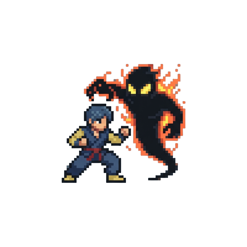 A Martial Arts Showdown Against a Giant Glowing Shadow Monster