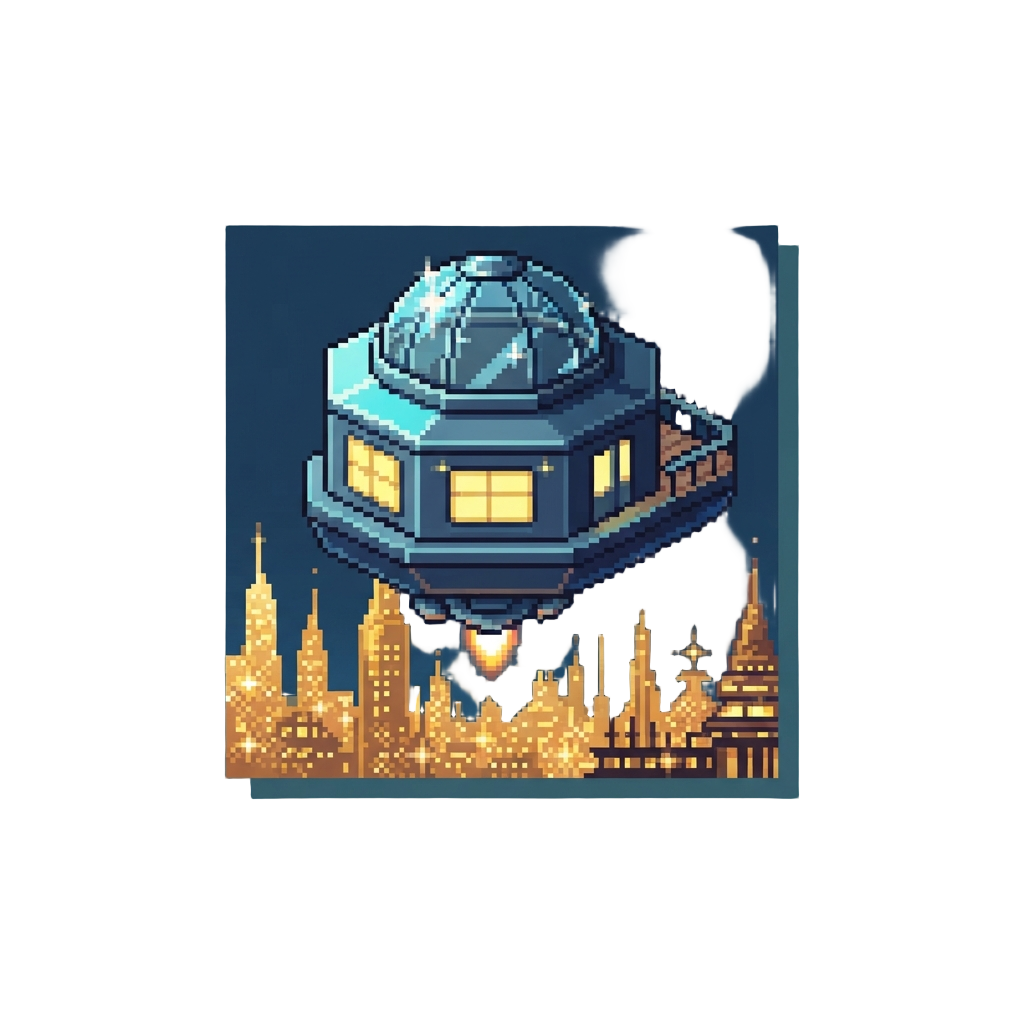 A Private Sky Lounge Hovering Over a Sparkling Golden Skyline