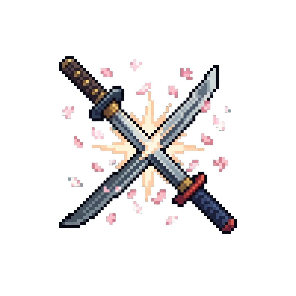 A Fast Sword Clash Slicing Through Falling Cherry Blossom Petals