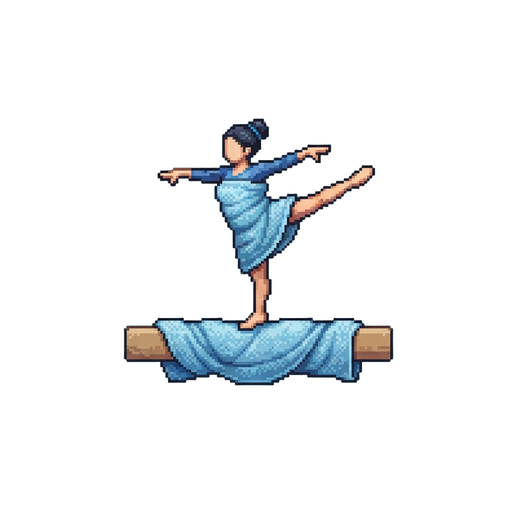 Doing a Gymnastics Routine on the Beam Wrapped Tightly in a Towel