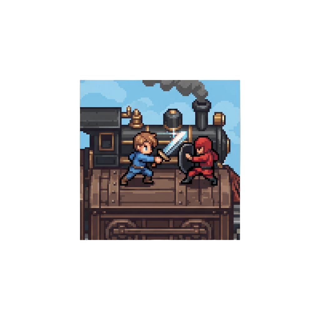 A Fast-paced Brawl on Top of a Speeding Steam Train