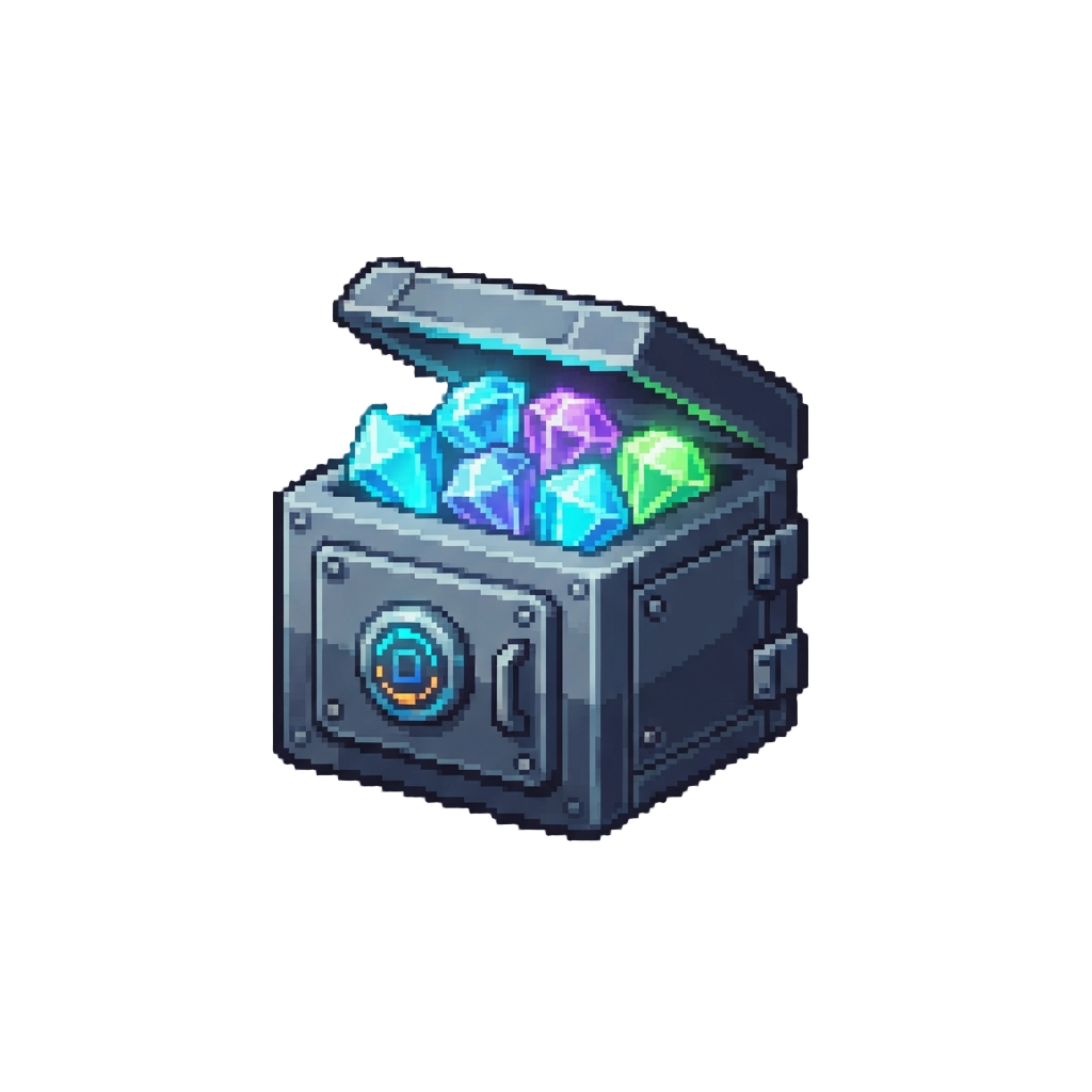A High-tech Vault Filled with Glowing Neon Crypto-diamonds