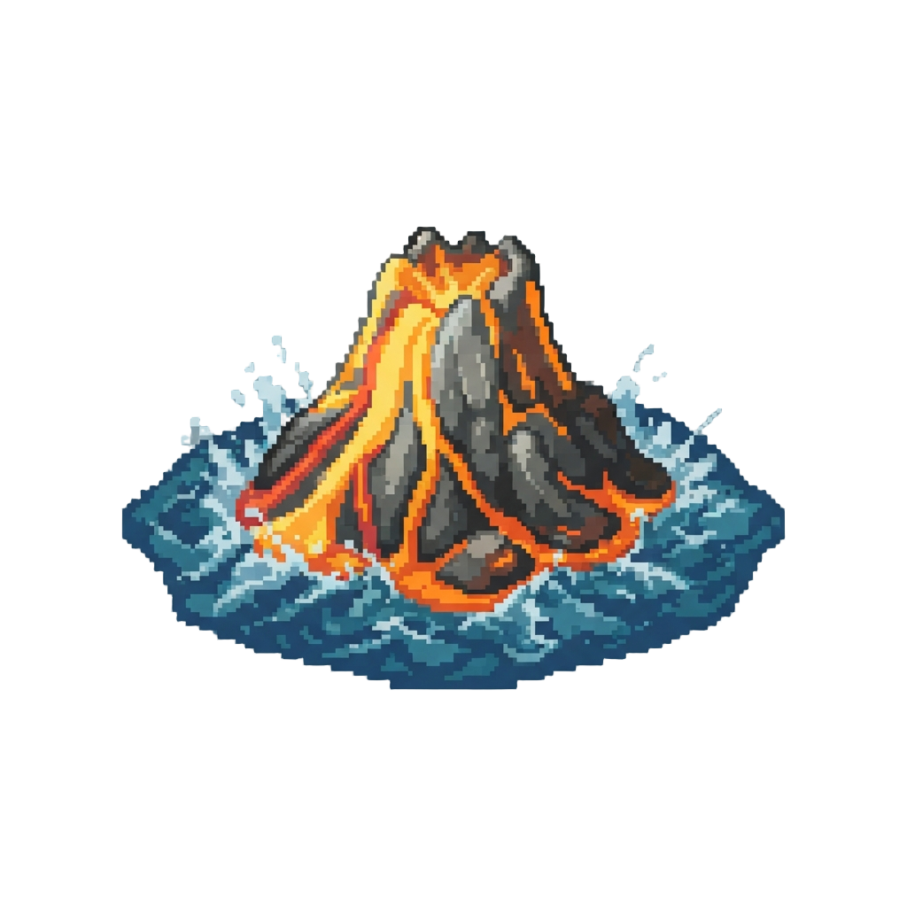 A Boiling Sea Eruption Creating a Brand New Fiery Island