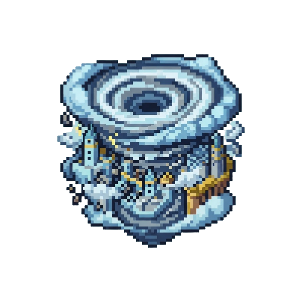 A Hypercane Storm Tearing Through a Miniature Floating Metropolis