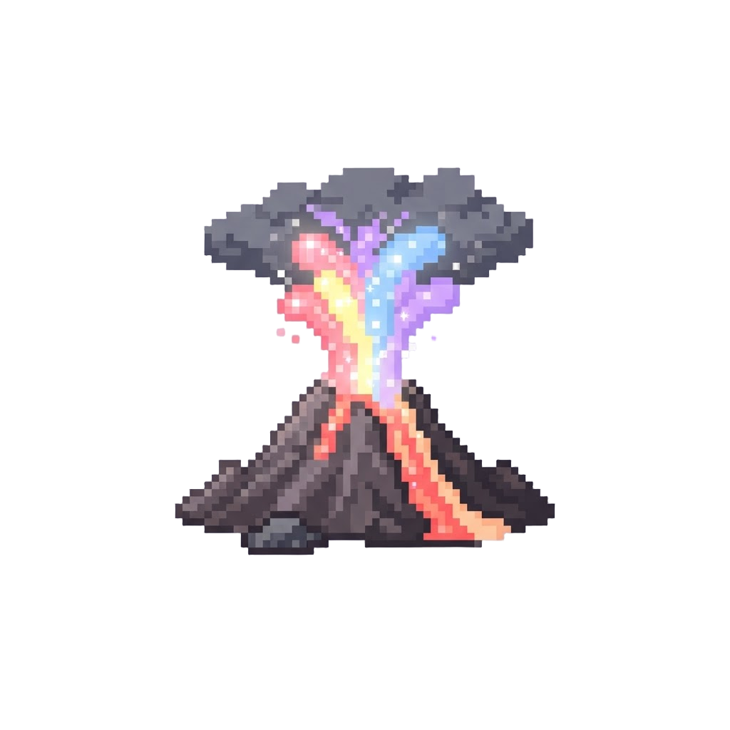 A Mega Volcanic Eruption Shooting Pastel Glitter Lava Into the Sky