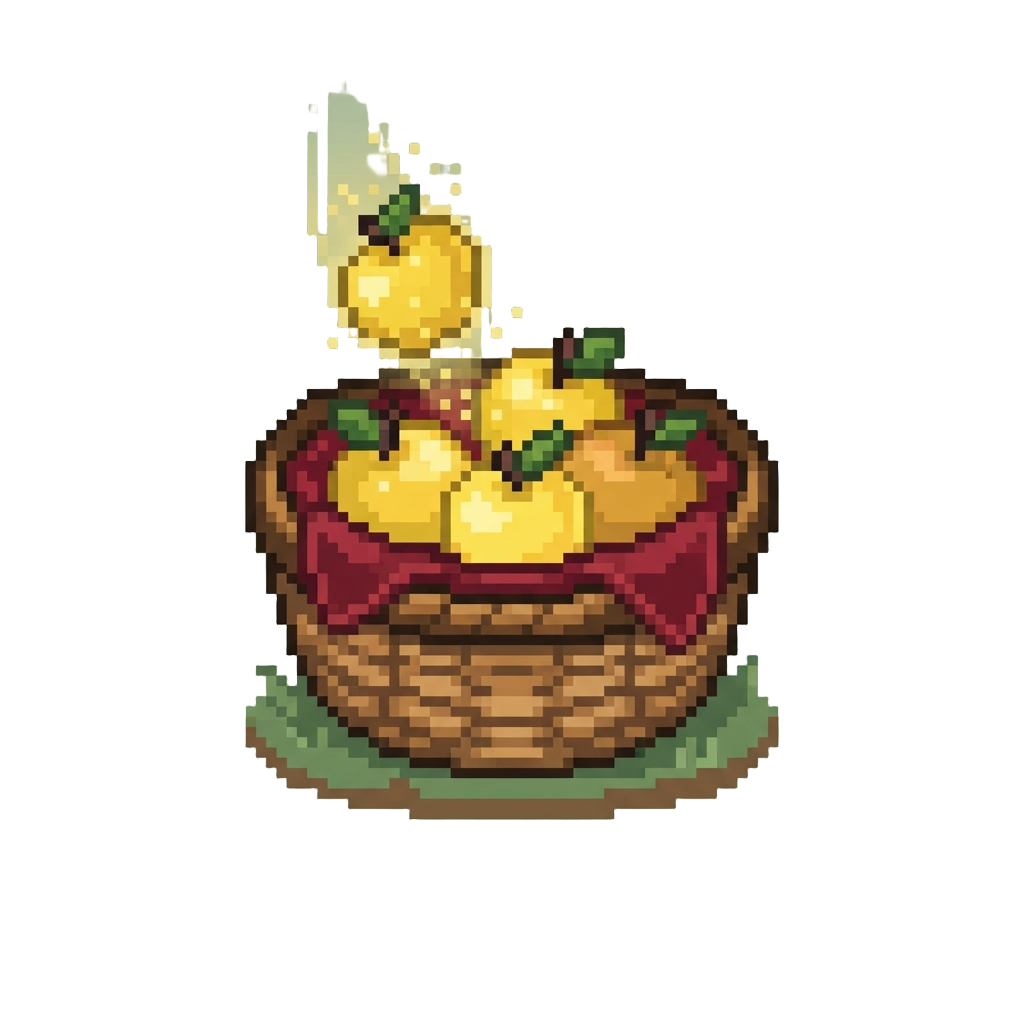 A Magical Orchard Where Golden Apples Fall Into Velvet Baskets