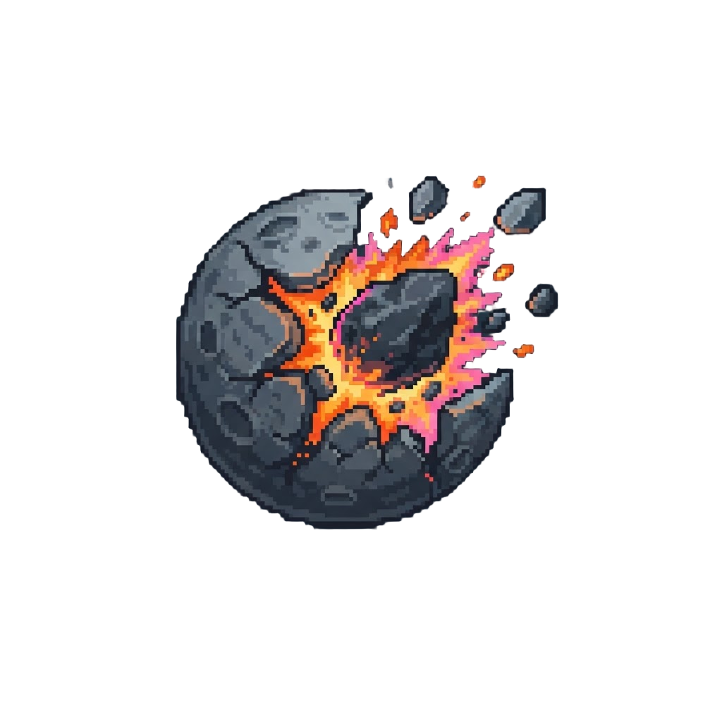 A Catastrophic Asteroid Impact Shattering a Neon Moon