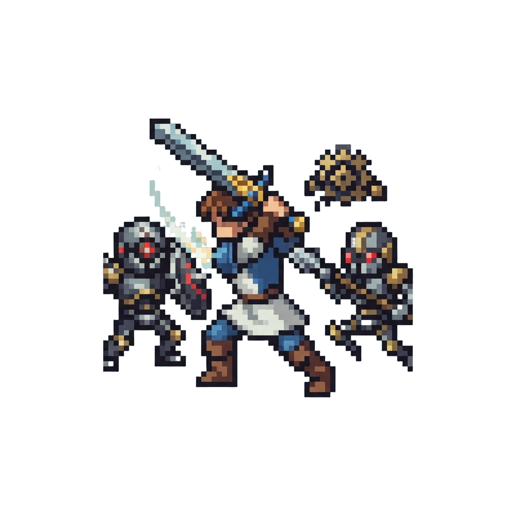 A Heroic Sword Showdown Against a Horde of Mechanical Minions