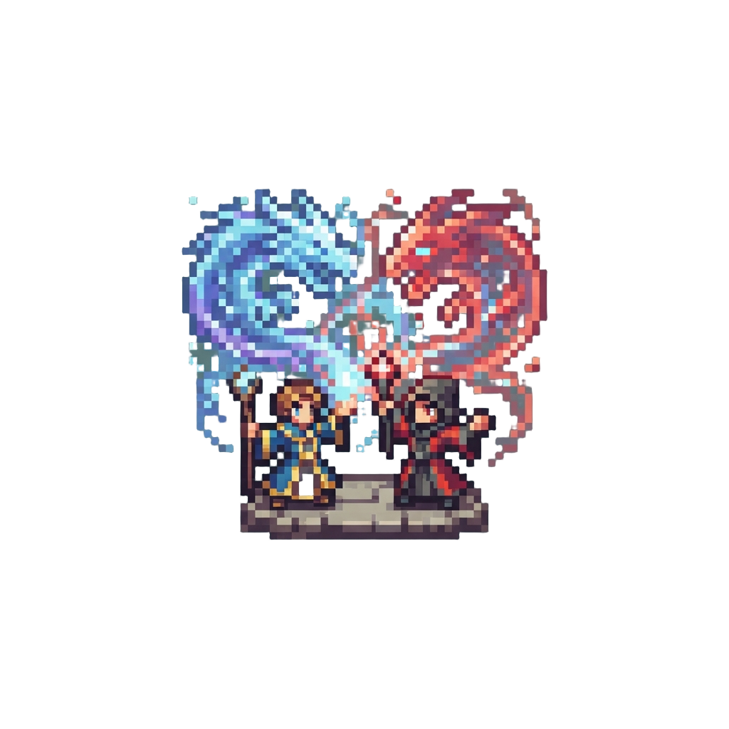 A Intense Mage Duel Summoning Giant Glowing Spectral Beasts