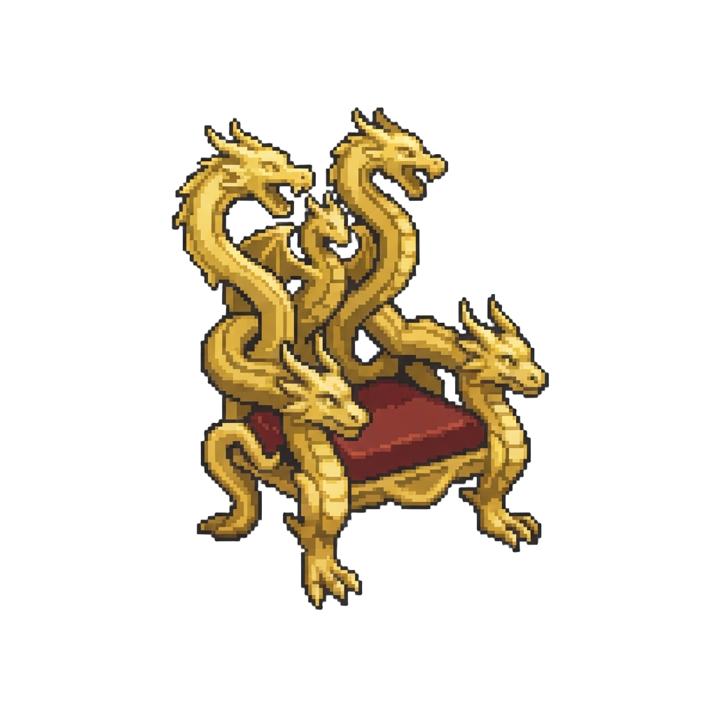 A Grand Throne Made Entirely of Intertwined Gold Dragon Statues