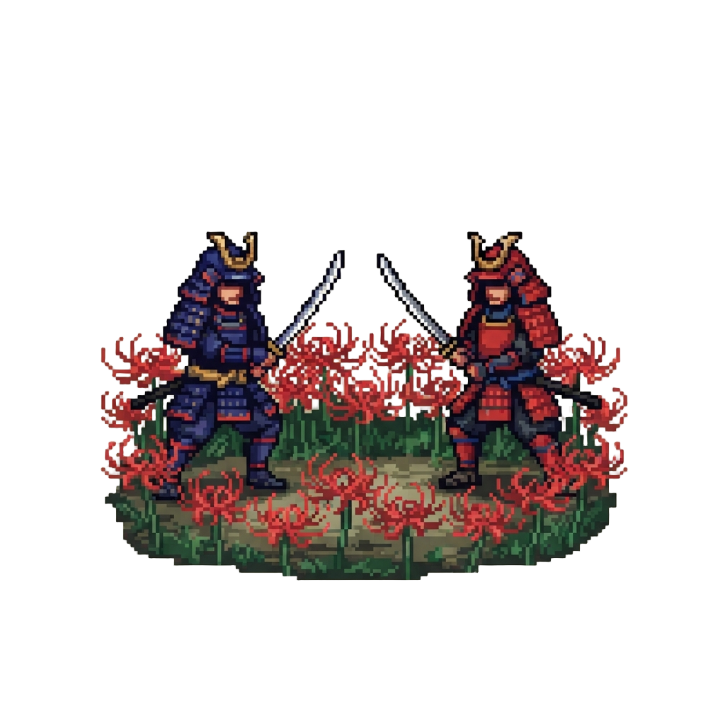 A Dramatic Samurai Standoff in a Field of Red Spider Lilies