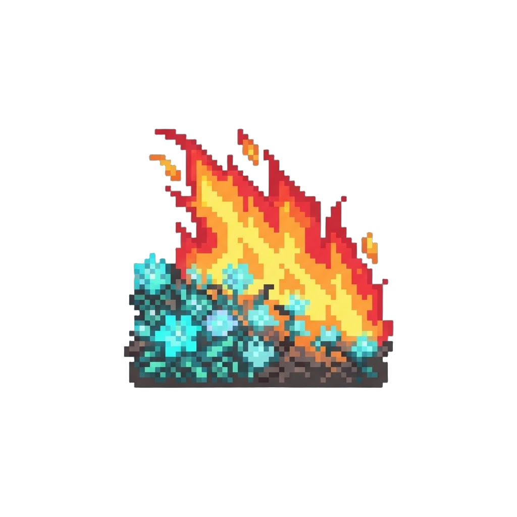 A Roaring Wildfire Sweeping Across a Field of Glowing Flowers