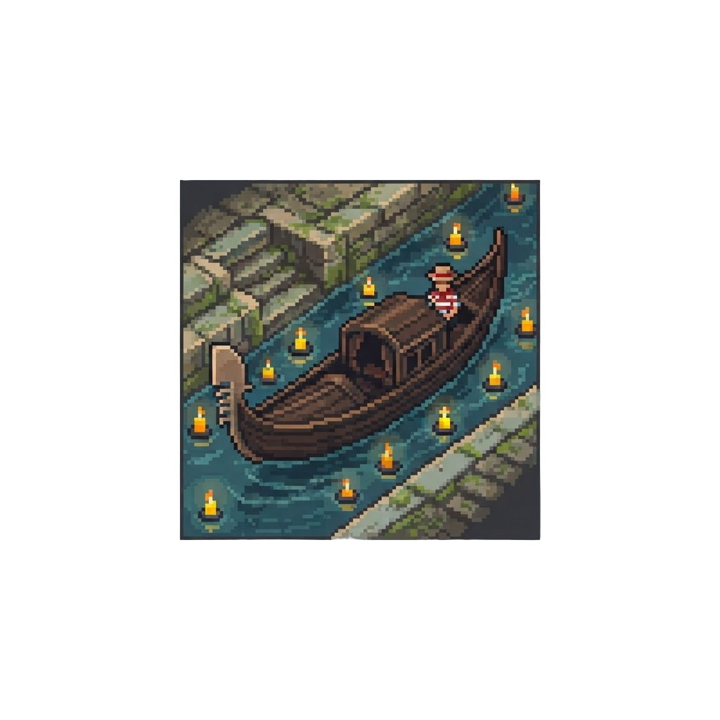 A Charming Gondola Ride Down a Canal Filled with Floating Candles