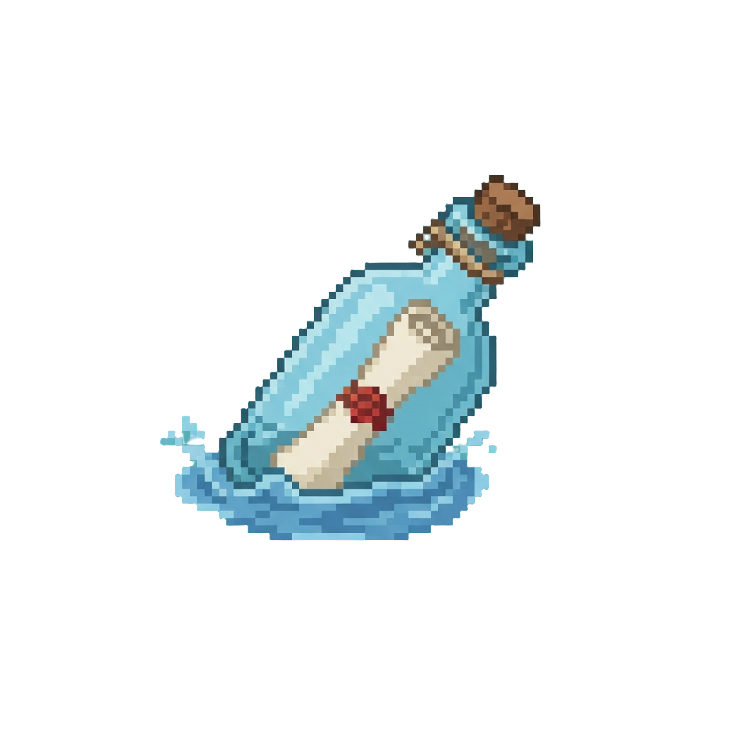 A Floating Message Bottle Bobbing by