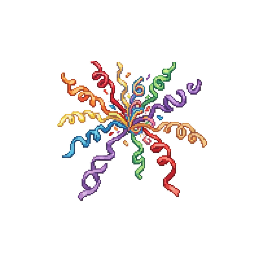 A Burst of Colorful Tiny Party Streamers