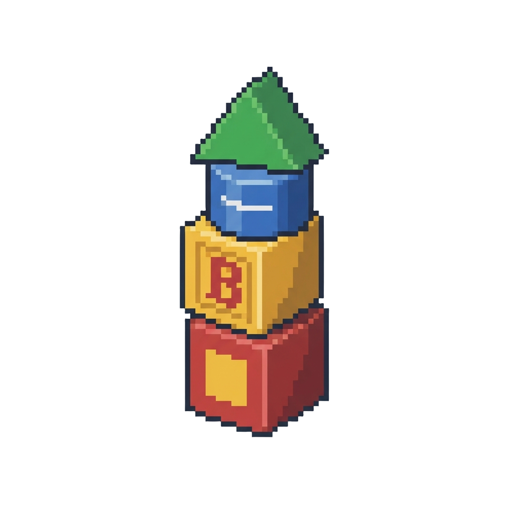 A Stack of Colorful Wooden Toy Blocks