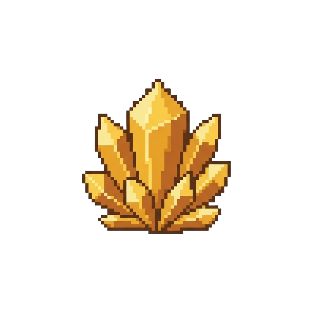 A Glowing Golden Crystal Cluster