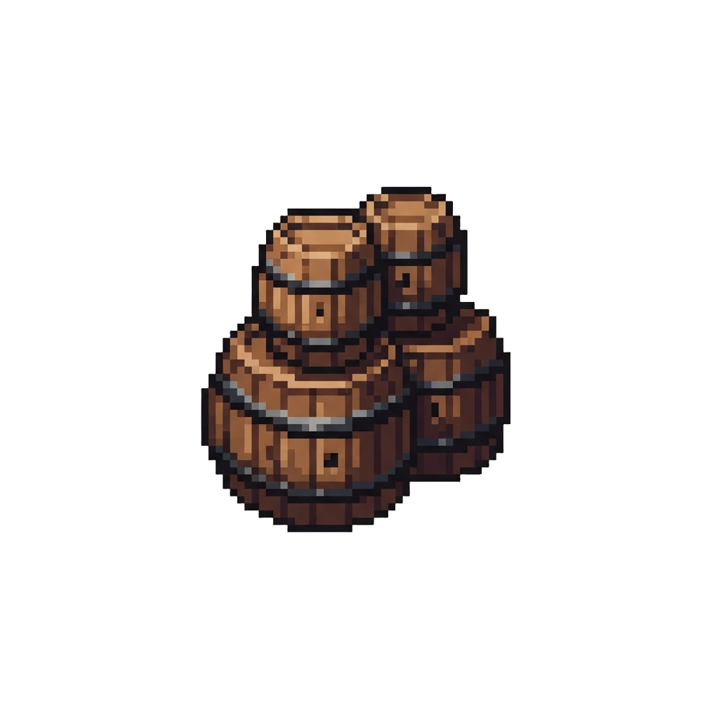 A Stack of Tiny Wooden Barrels