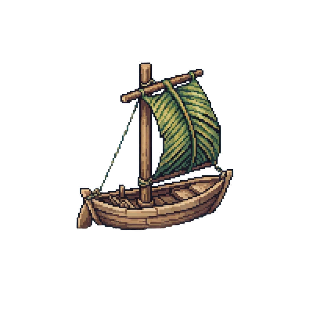 A Palm-frond Sailboat with a Sturdy Mast