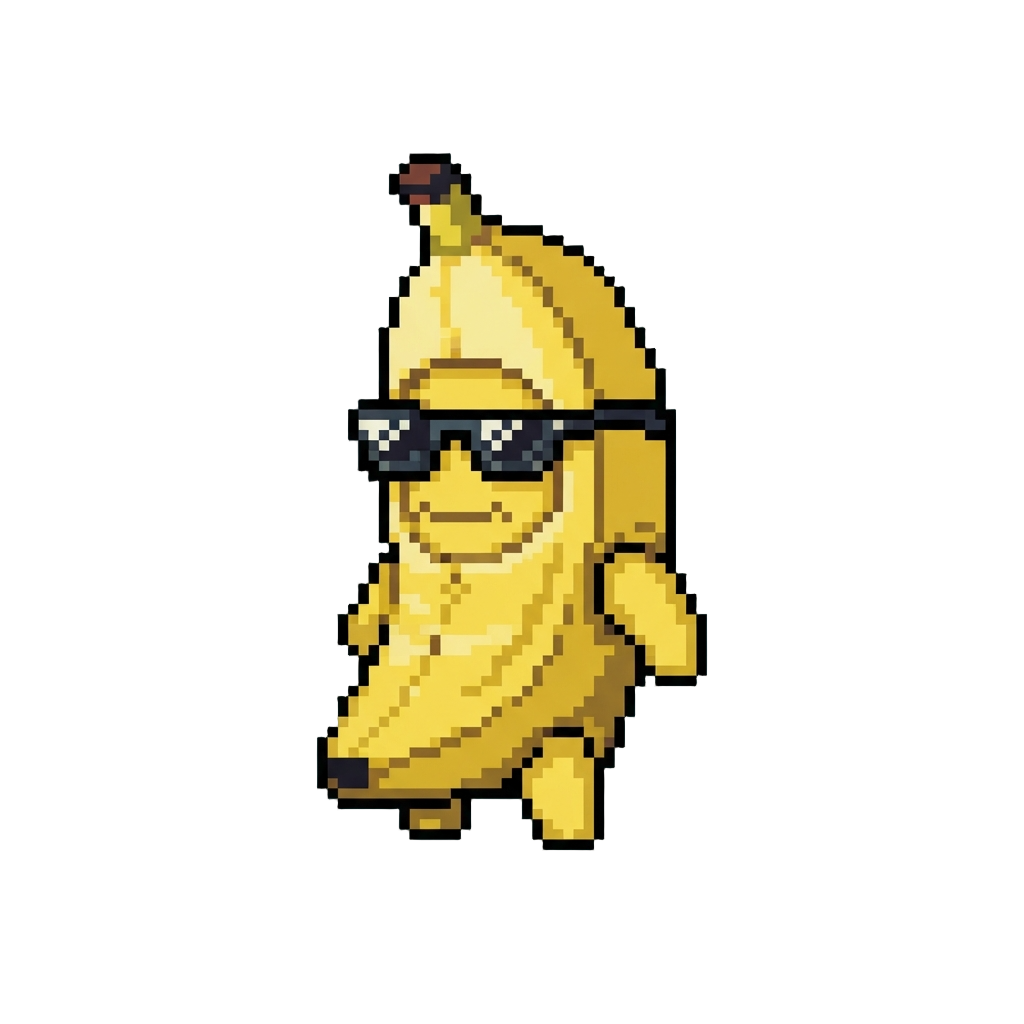 A Wrinkled Banana Costume with Funny Sunglasses