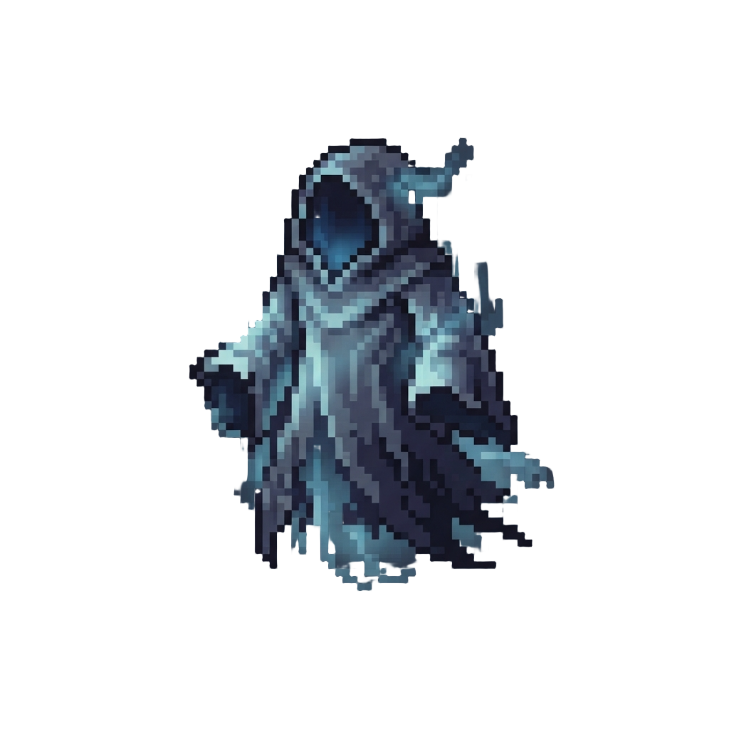 A Shadowy Phantom Ghost Robe with Soft Glowing Mist