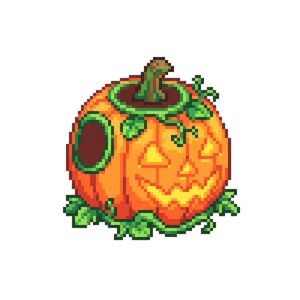 A Bright Neon Pumpkin Costume with Green Vine Trim