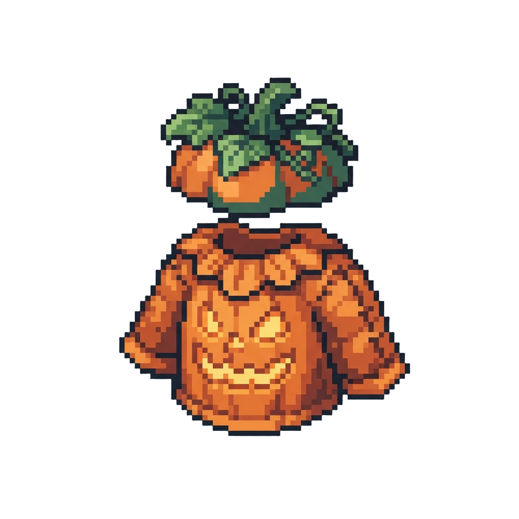 A Glowing Jack-o'-lantern Pumpkin Tunic with a Leafy Stem Hat