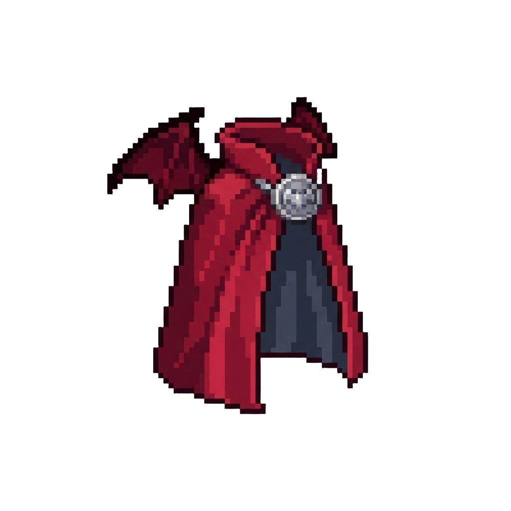 A Bat-winged Vampire Cape with a Silver Medallion