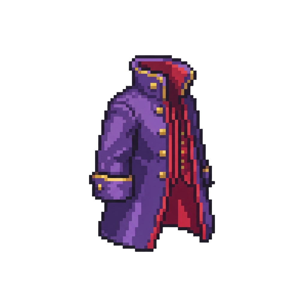A Regal Royal-purple Vampire Coat with Crimson Lining