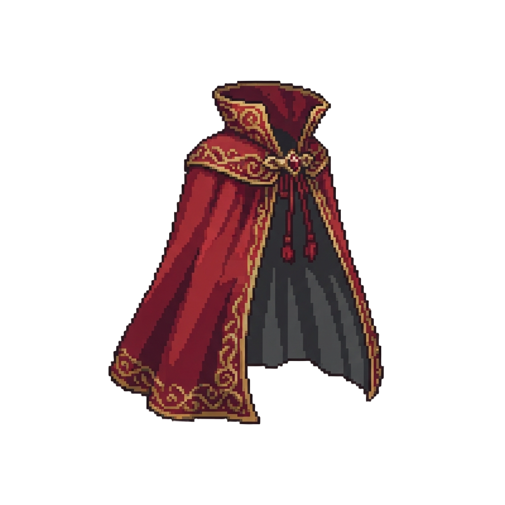 A Noble Blood-red Vampire Cape with Ornate Trim