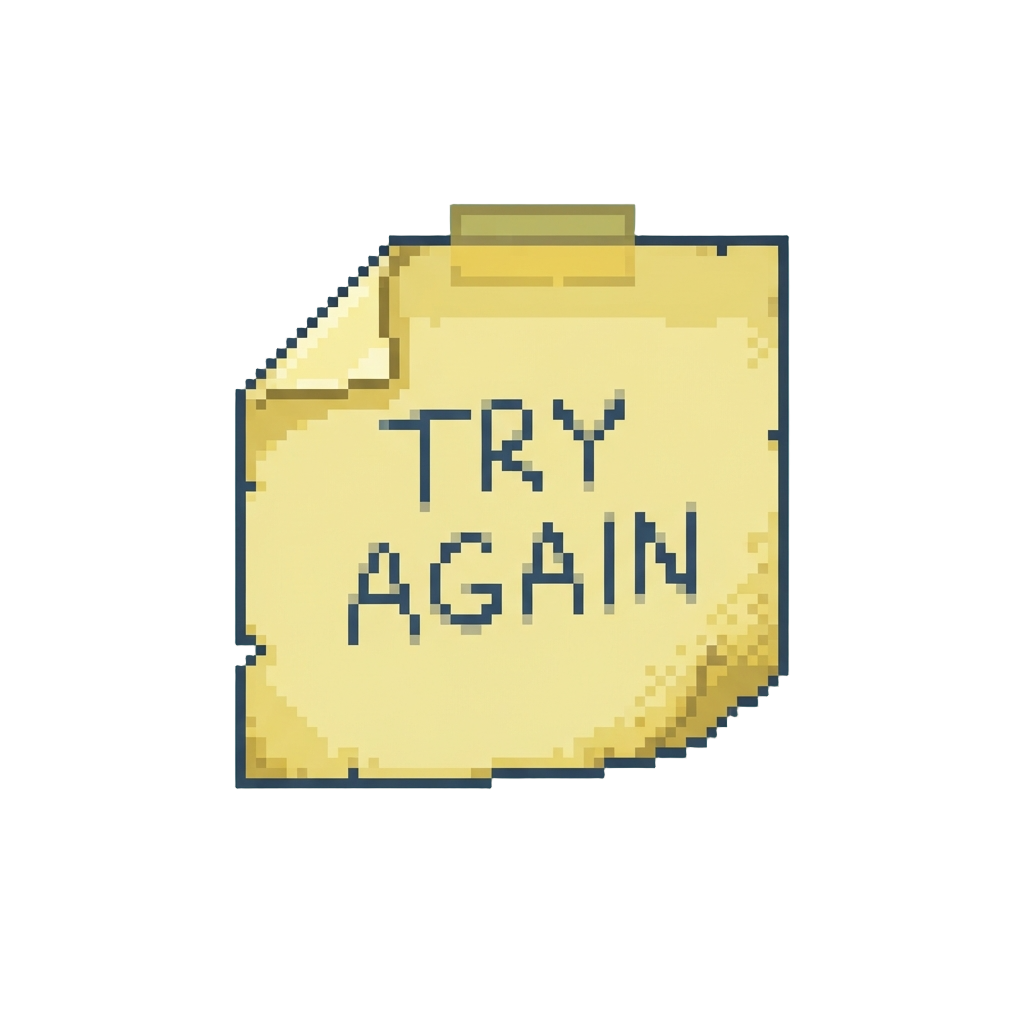 A Faded Paper Sticky Note Reading Try Again