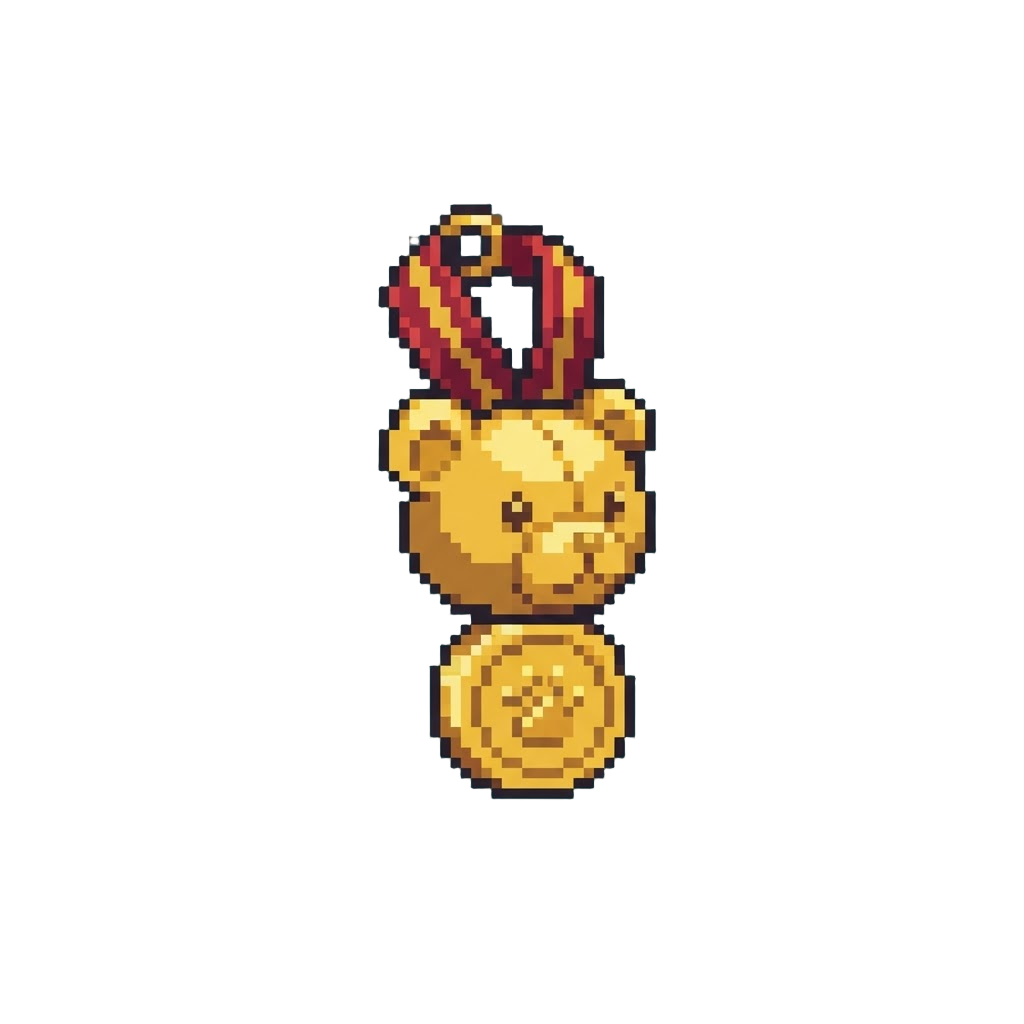 A Glowing Golden Teddy Medal