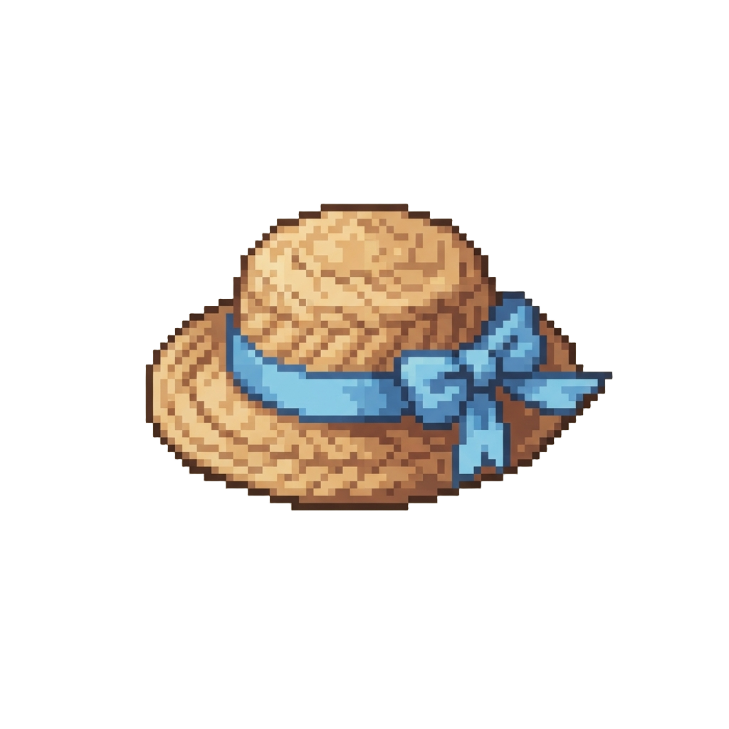 A Whimsical Straw Hat Adorned with a Ribbon