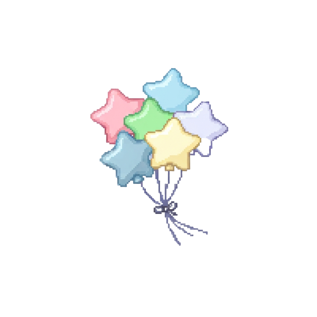 A Cluster of Floating Pastel Star Balloons
