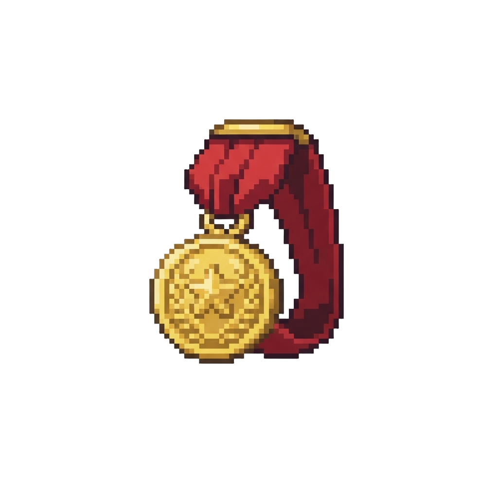 A Brilliant Medal of Courage on a Red Ribbon