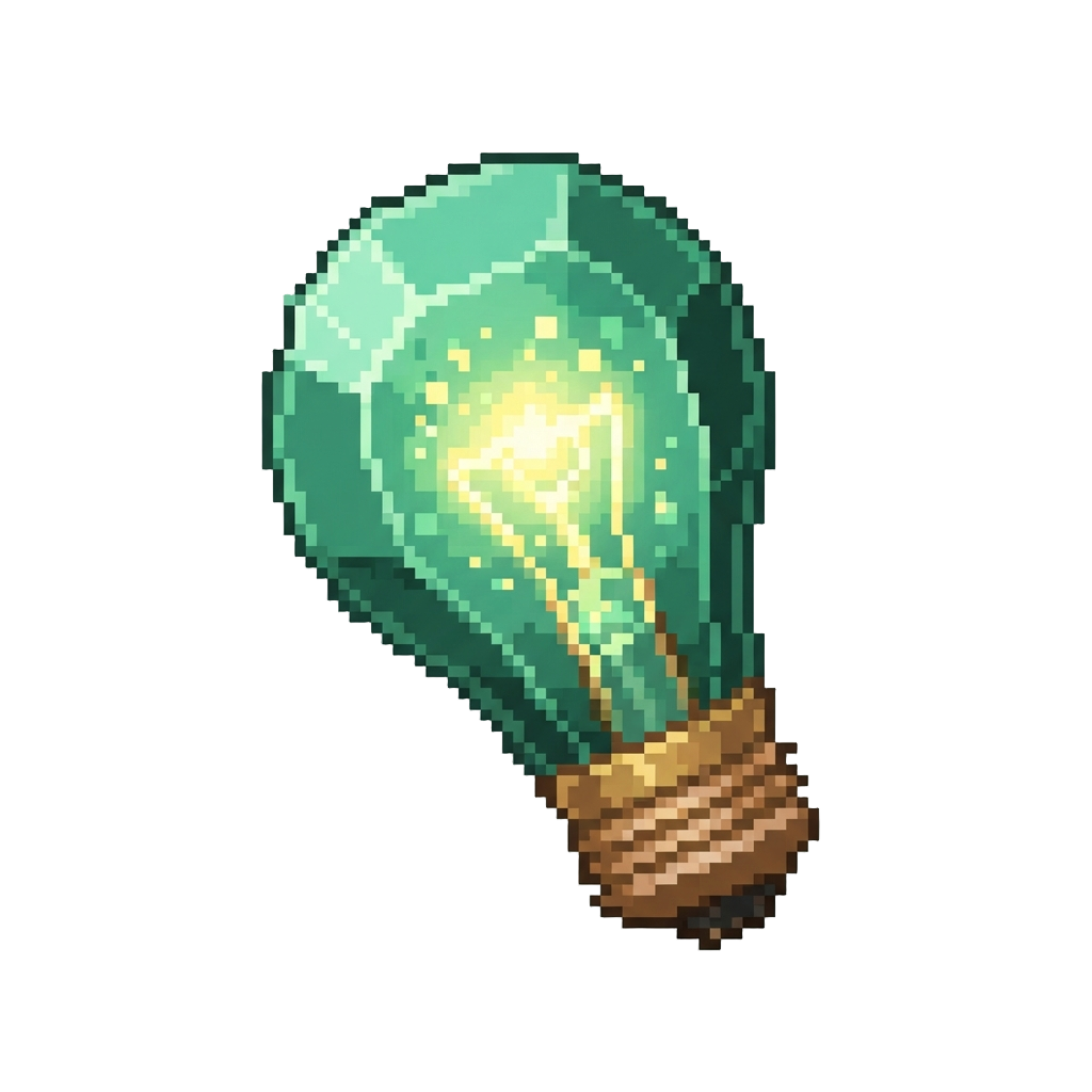 A Glowing Lightbulb Made of Emerald Crystal