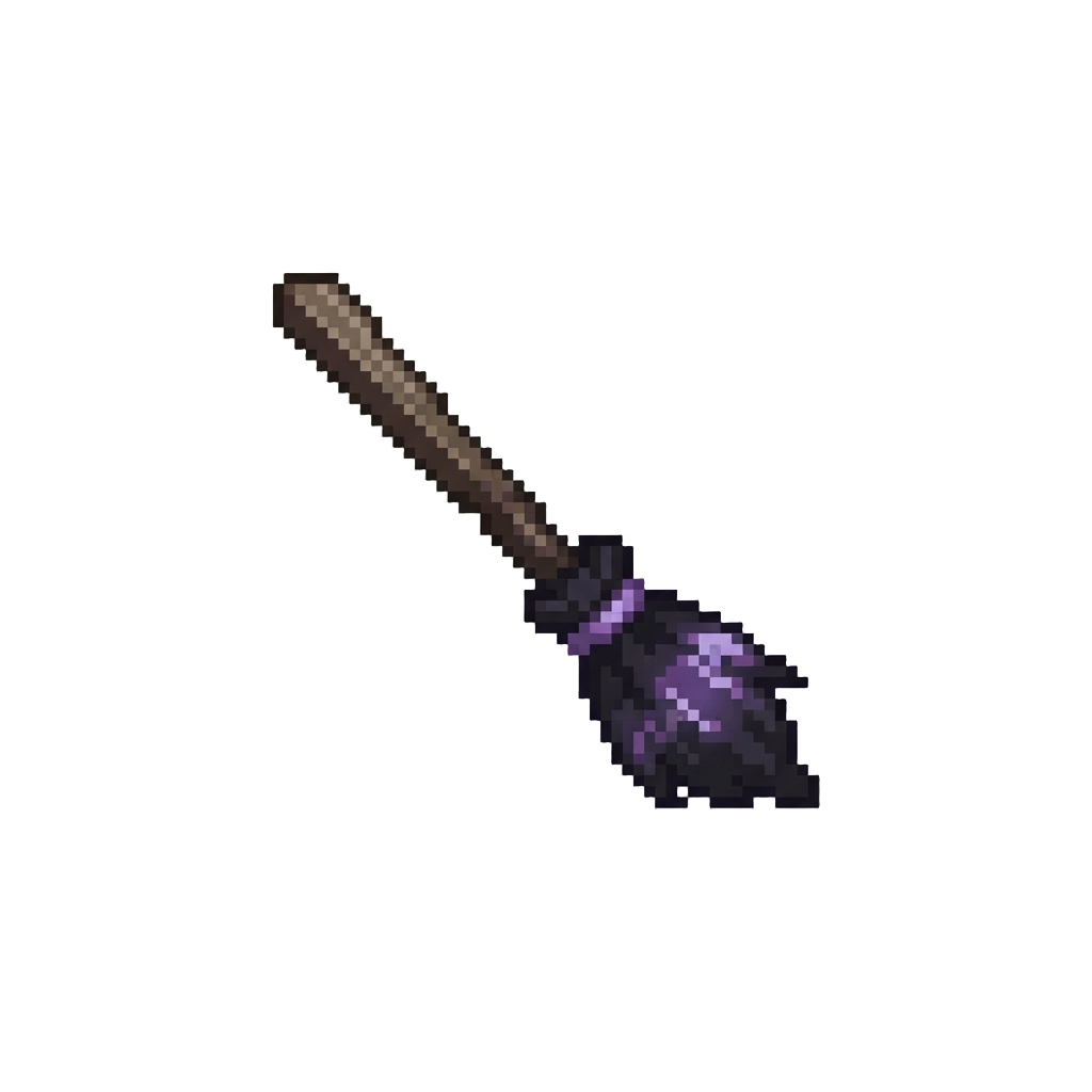 A Glowing Miniature Black Broomstick