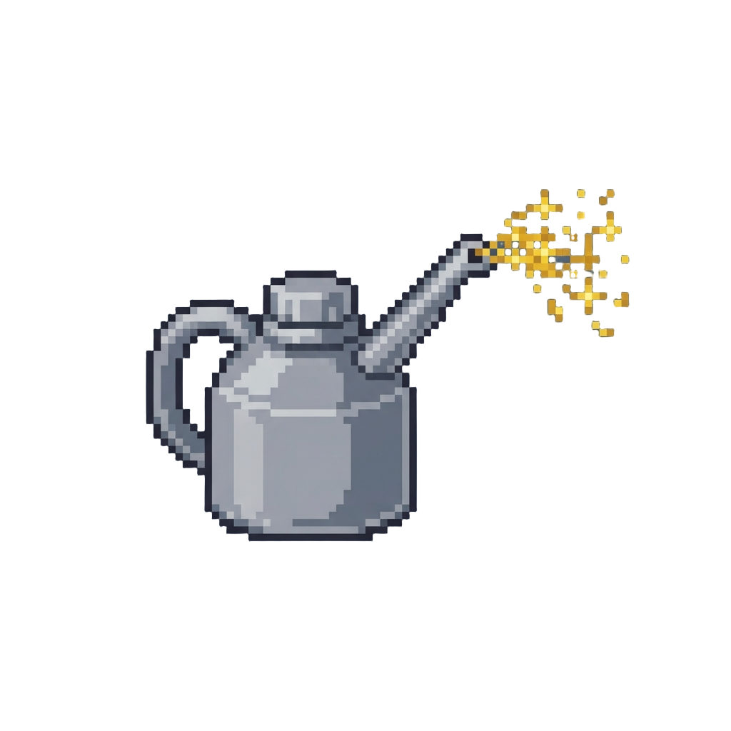 A Shiny Silver Oil Can Spraying Golden Sparkles