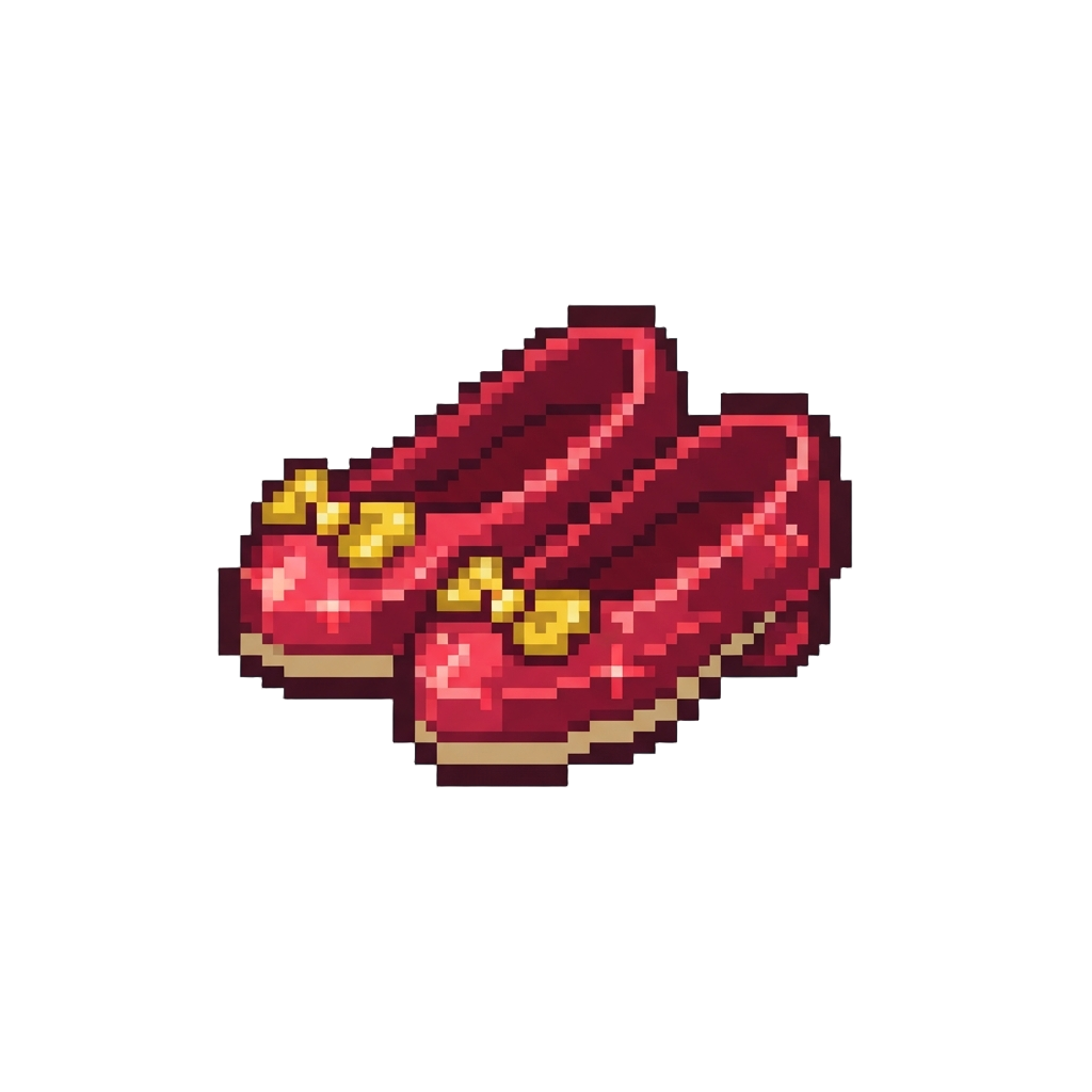 A Miniature Pair of Glowing Ruby Slippers