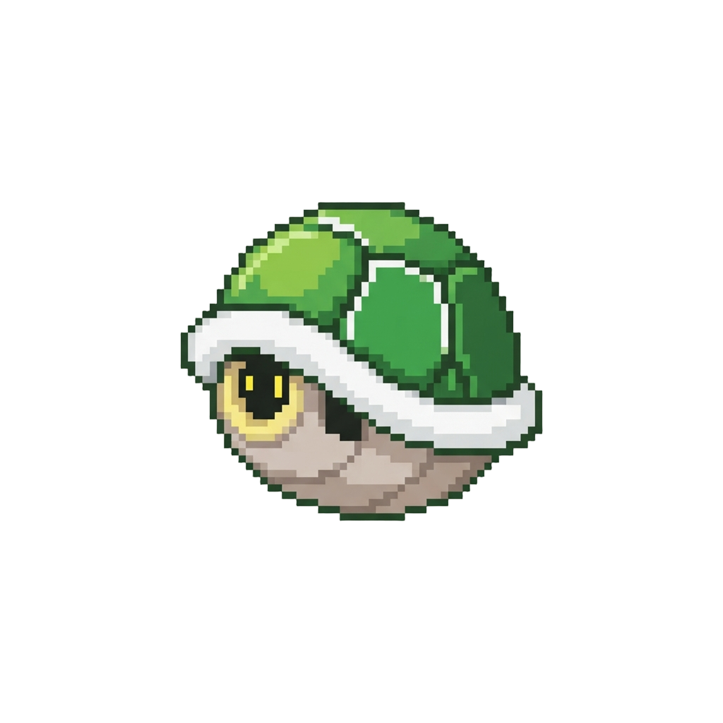 A Bouncing Green Koopa Shell