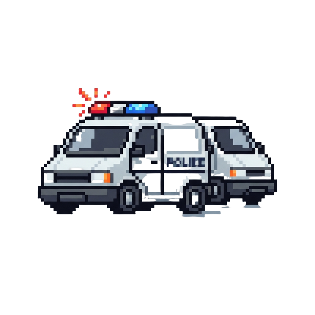 A Fleet of Flashing Police Vans