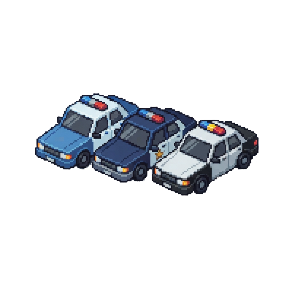 A Wall of Parked Police Cruisers Blocking the Street