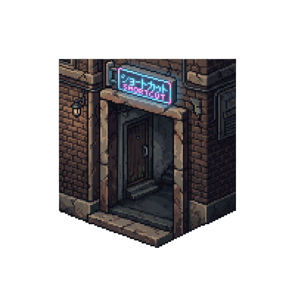 A Narrow Neon-lit Alleyway Shortcut