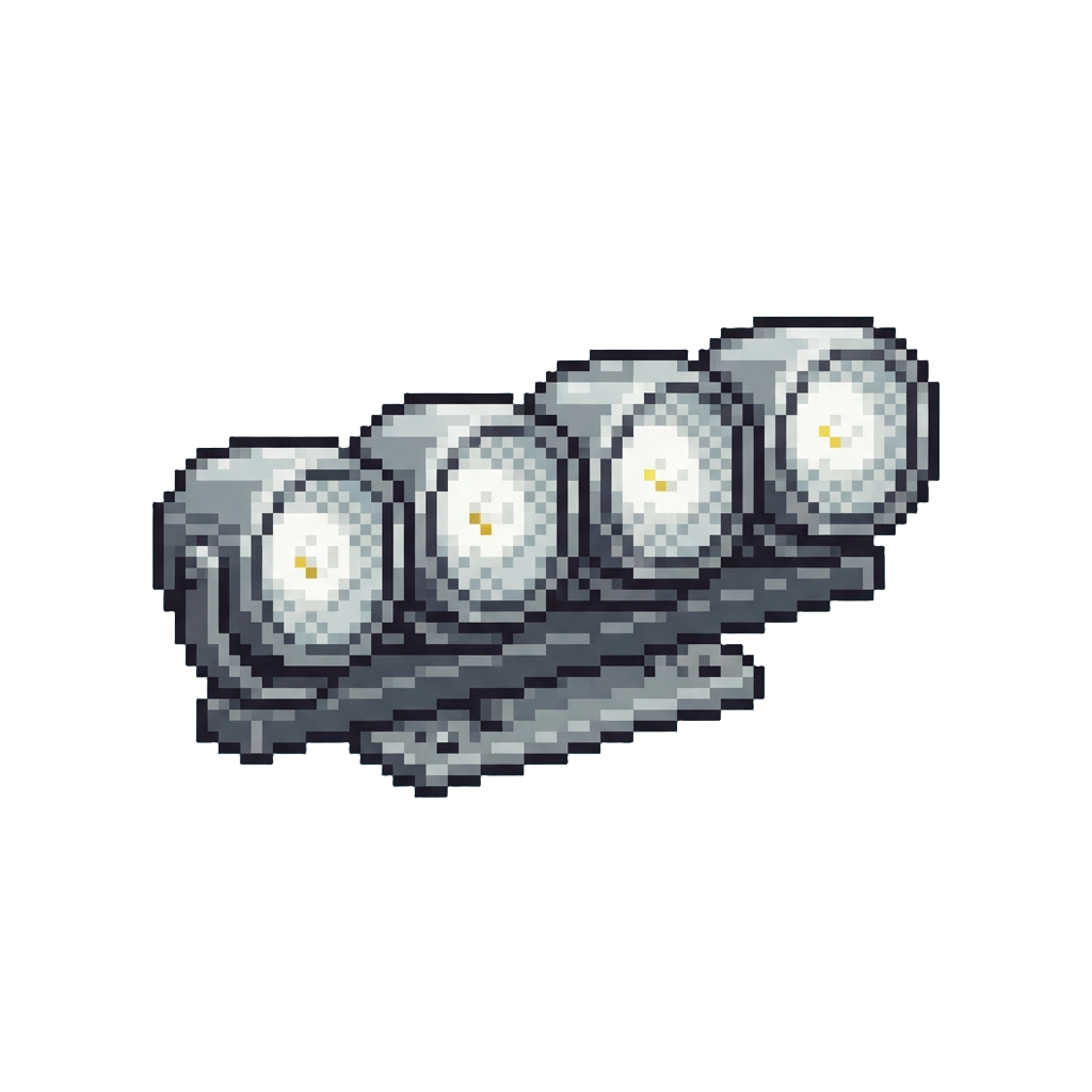A Row of Bright Police Searchlights