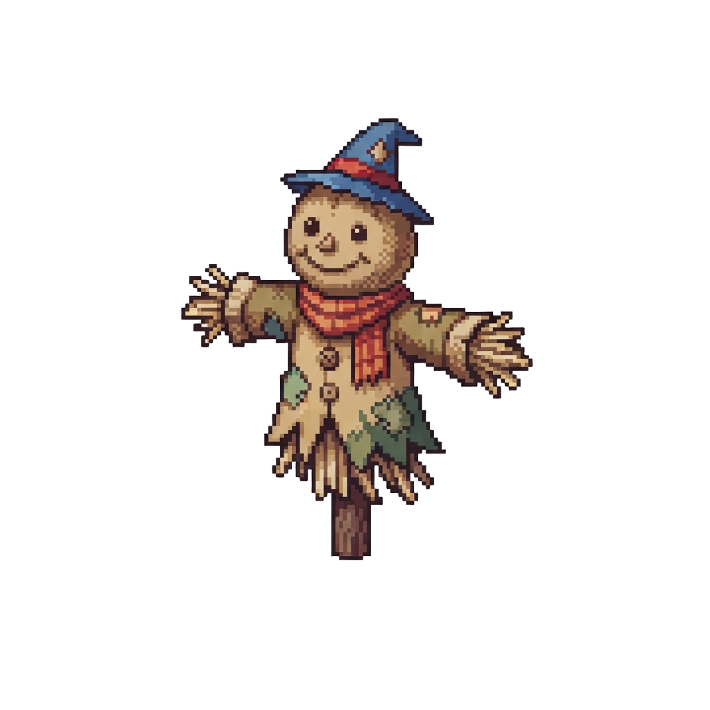 A Cheerful Scarecrow Made of Burlap