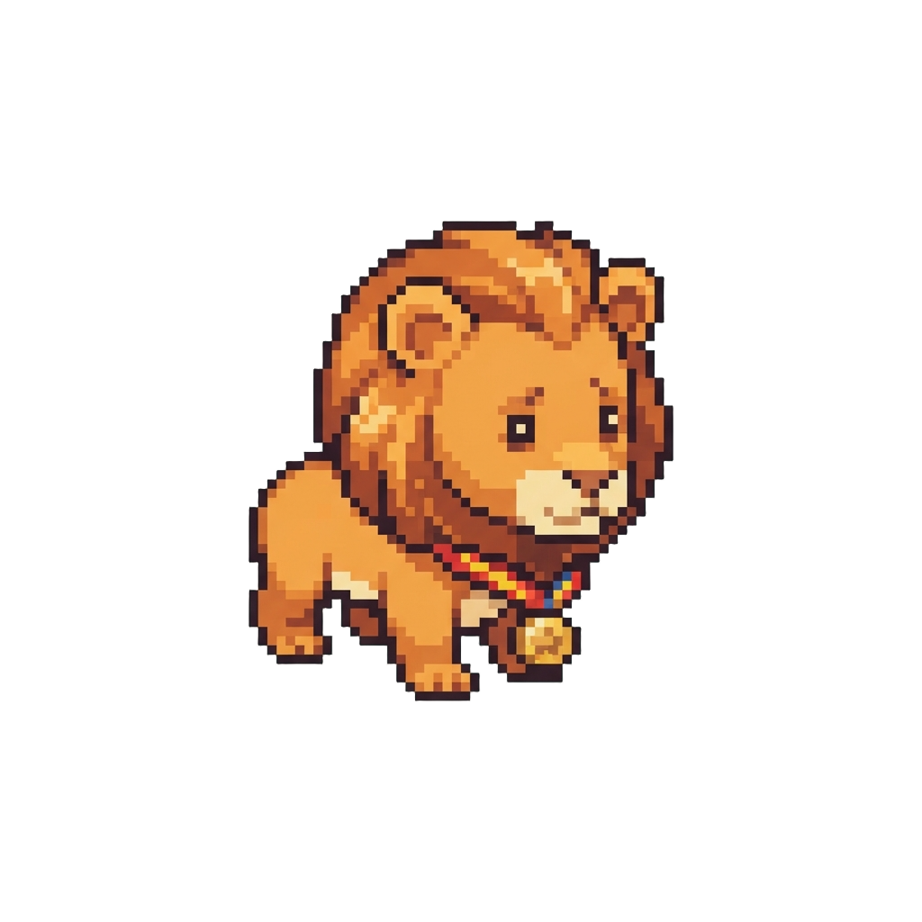 A Timid Lion Wearing a Tiny Courage Medal