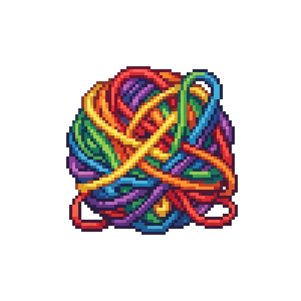 A Ridiculous Tangled Ball of Rainbow Yarn