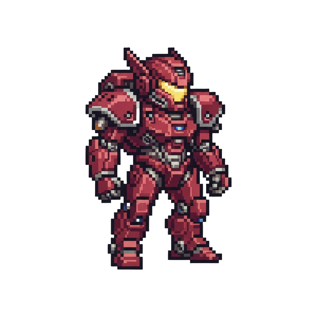A Metallic Crimson Mecha-suit