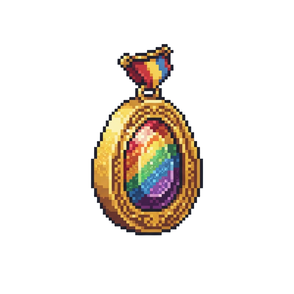 A Rainbow Glitter Egg Medal