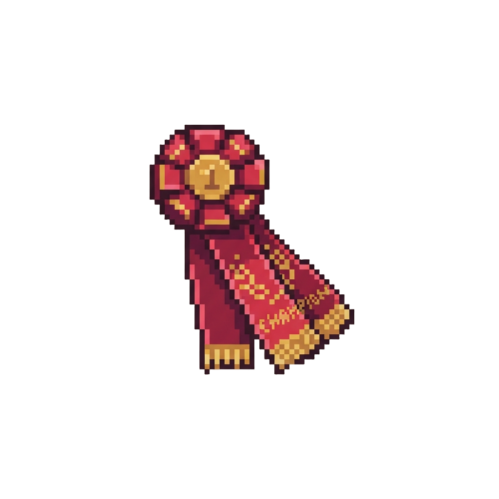 A Red Champion Cornhole Ribbon